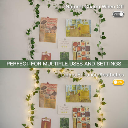 suddus Vine with Fairy Lights Battery Operated, 13.1ft 40 LED Pothos String Lights with Remote
