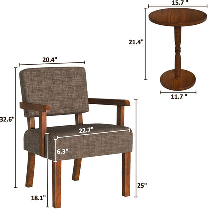 Accent Chair Set of 2 with Table, Living Room Chairs with Soft Seat & Armrests for Living Room