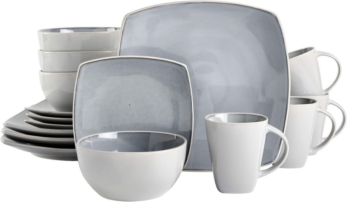 Gibson Elite Soho Lounge Square Reactive Glaze Stoneware Dinnerware Set, Service for 4 (16pc)