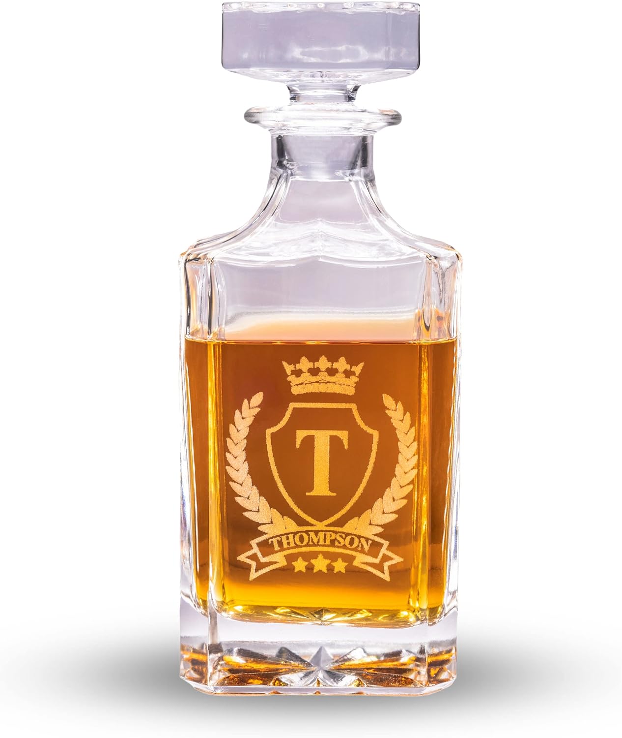 Gifts Inscribed Custom Whiskey Decanter Bottle (750 ml) - Personalized Glass Liquor Decanter Set