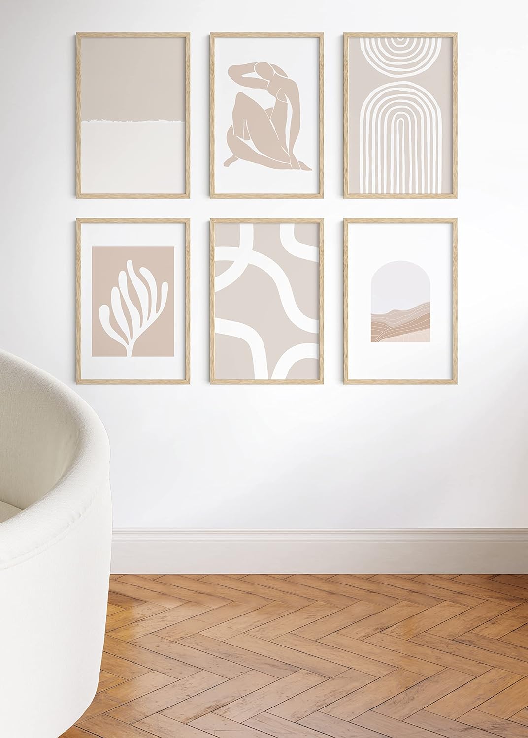 HAUS AND HUES 20x30 Picture Frames - Set of 6, Poster Frames, Gallery Wall Frame Set (Beige) - 20 x