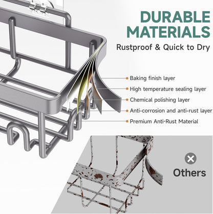 Veken 6-Pack Rustproof & Waterproof Shower Caddy, Adhesive Shelves Rack, Large Capacity Bathroom