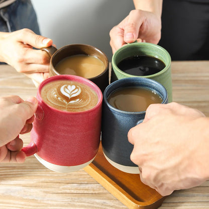 Hasense Coffee Mugs Set of 4, 15 oz Large Porcelain Mugs with Handle for Women Men, Colorful