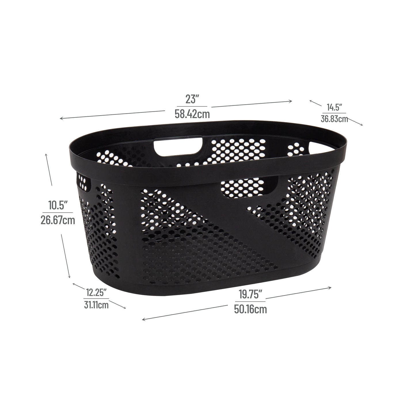 Mind Reader 40L Ventilated Laundry Baskets, Lightweight Clothes Hamper with Cutout Handles for