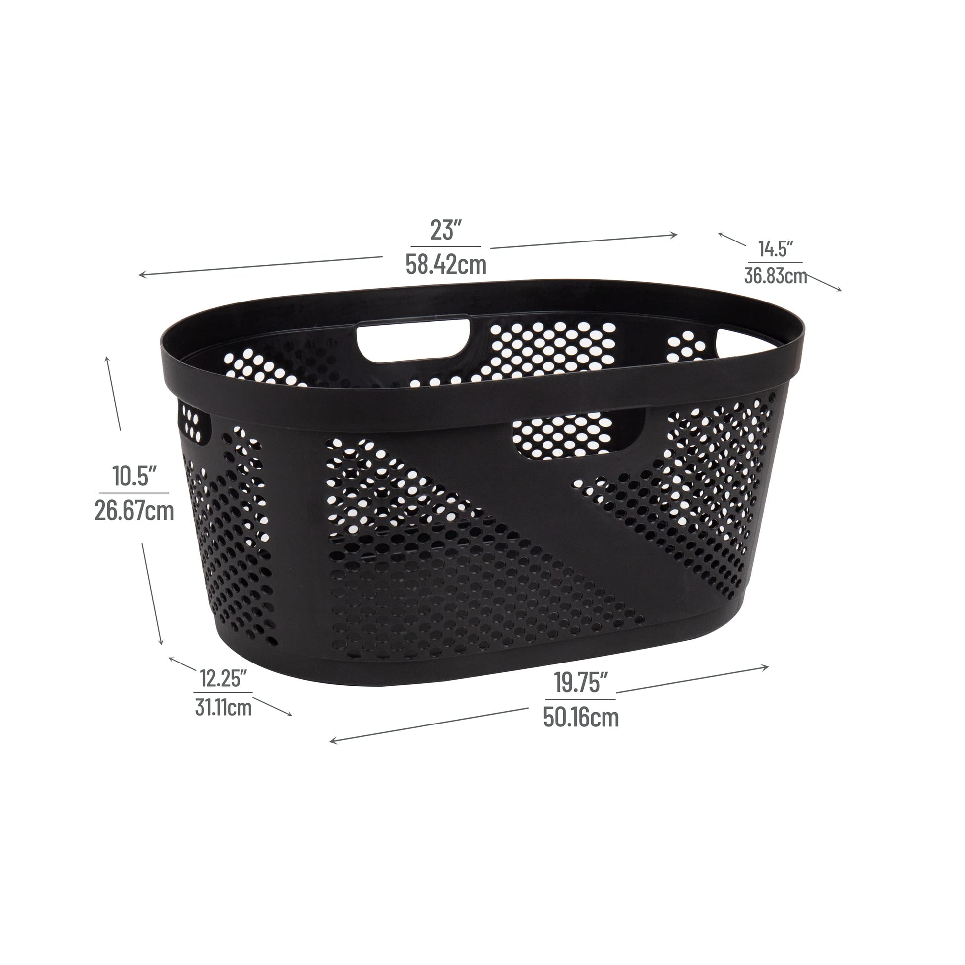 Mind Reader 40L Ventilated Laundry Baskets, Lightweight Clothes Hamper with Cutout Handles for