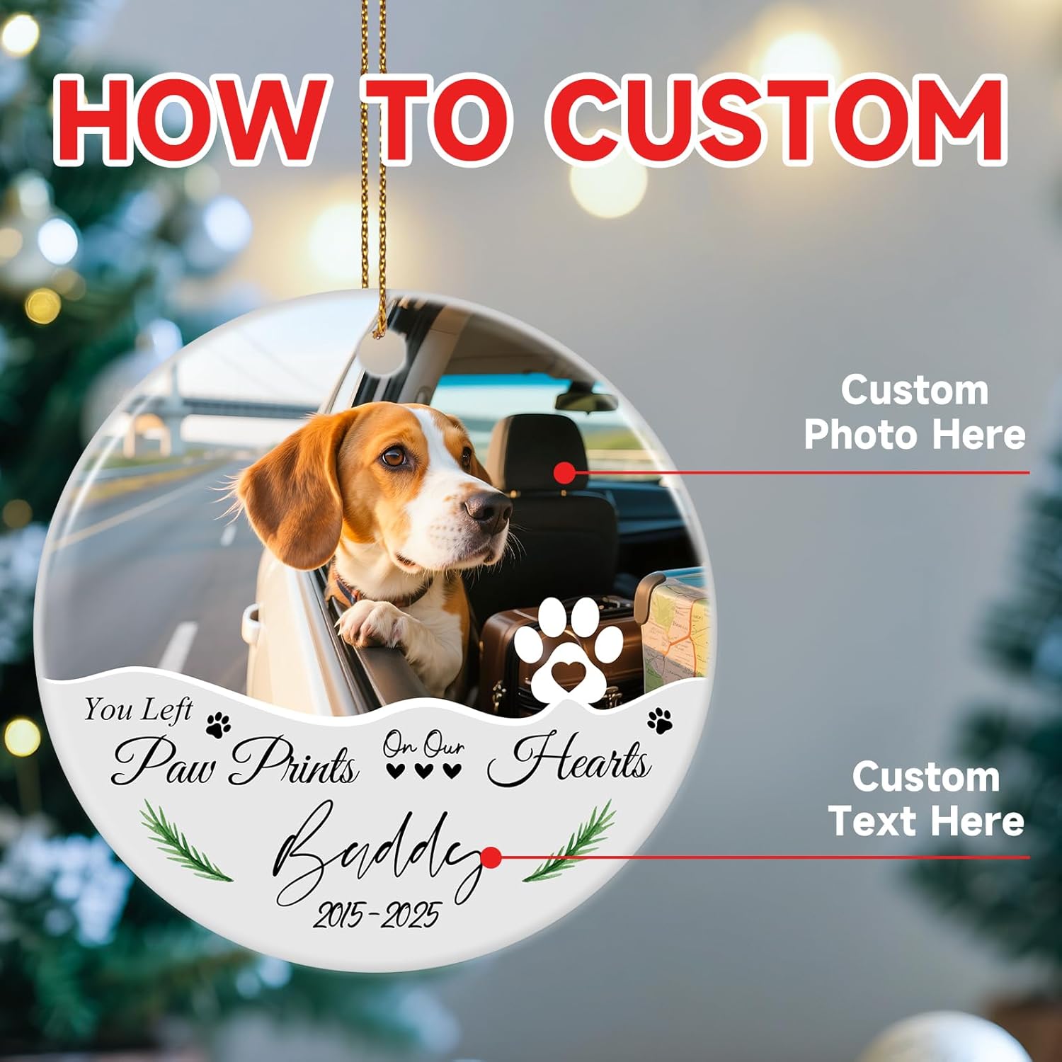 Custom Dog Memorial Gifts, Personalized Pet Memorial Ornament, Ceramic Christmas Ornaments 2025