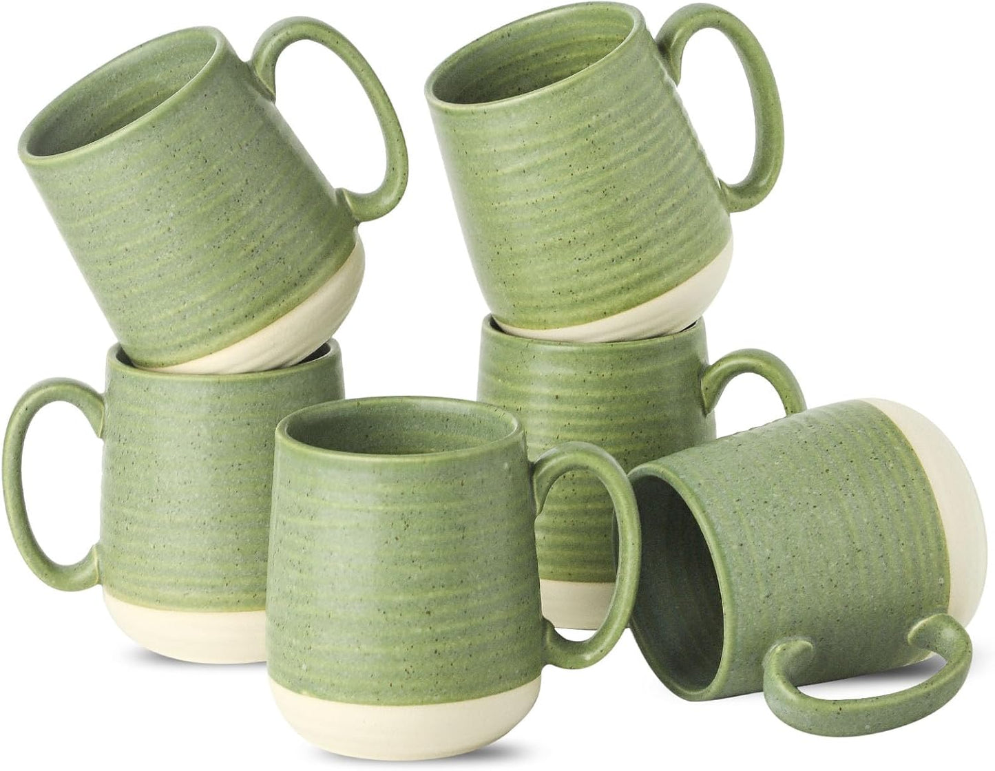 Hasense Stoneware Coffee Mugs Set of 6, 15 Oz Large Coffee Cups with Handle, Tea Mugs for Men and