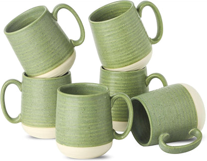 Hasense Stoneware Coffee Mugs Set of 6, 15 Oz Large Coffee Cups with Handle, Tea Mugs for Men and