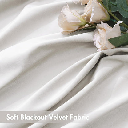MIULEE White Velvet Curtains Thermal Insulated Blackout Curtain Drapes for Bedroom Living Room