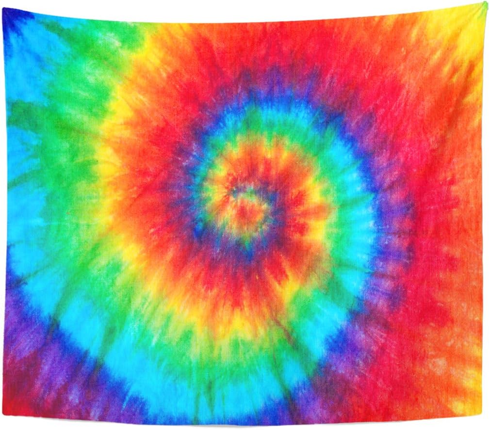 Emvency Tapestry Colorful Rainbow Spiral Tie Dye Pattern Color Dyed Batik Home Decor Wall Hanging