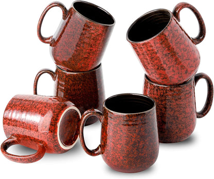 Hasense Coffee Mugs Set of 6, 15 Ounce Ceramic Coffee Cups Set with Handle,Porcelain Tea Mug for