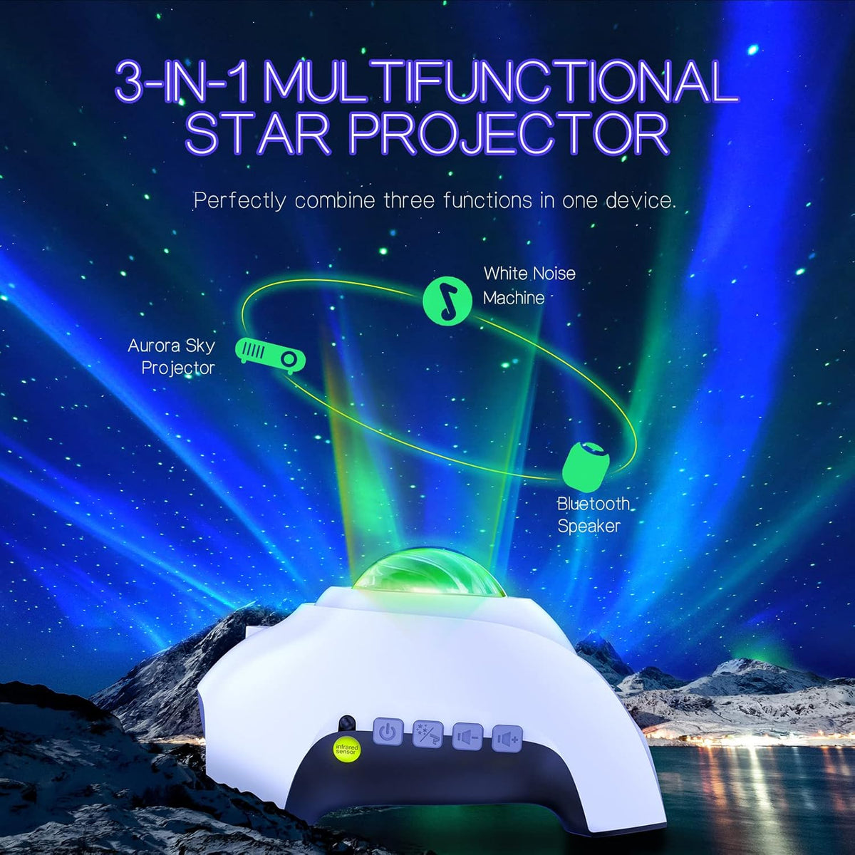 Northern Galaxy Light Aurora Projector with 33 Light Effects, Night Lights LED Star Projector for