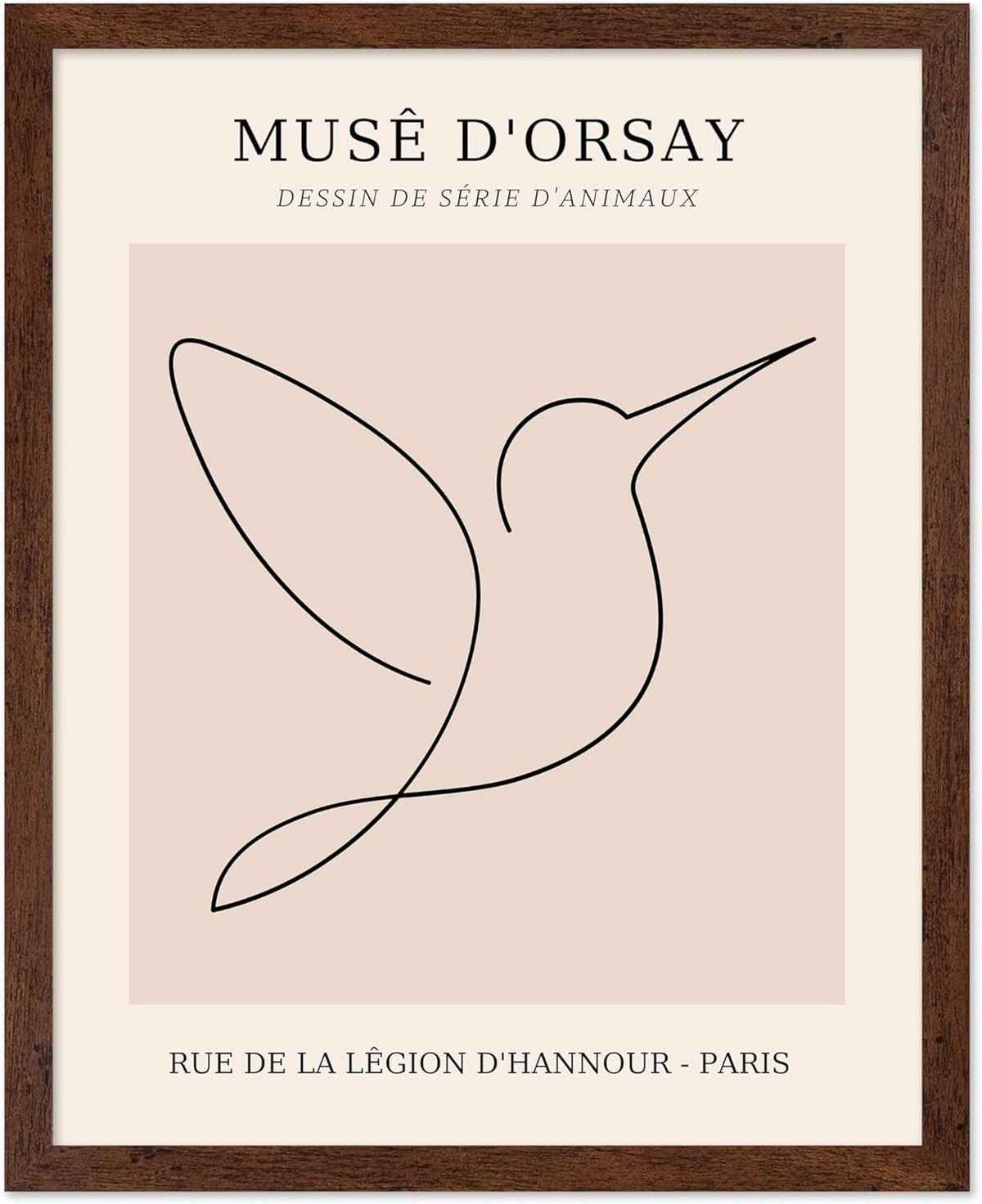 Poster Master Vintage Poster - Retro One Line Hummingbird Drawing Print - Bird Line Art - Minimal