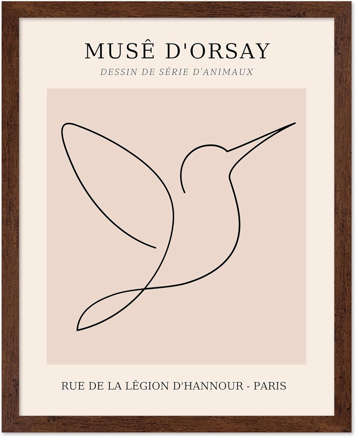 Poster Master Vintage Poster - Retro One Line Hummingbird Drawing Print - Bird Line Art - Minimal