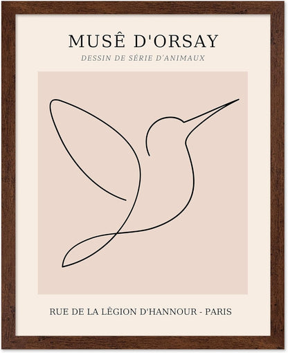 Poster Master Vintage Poster - Retro One Line Hummingbird Drawing Print - Bird Line Art - Minimal