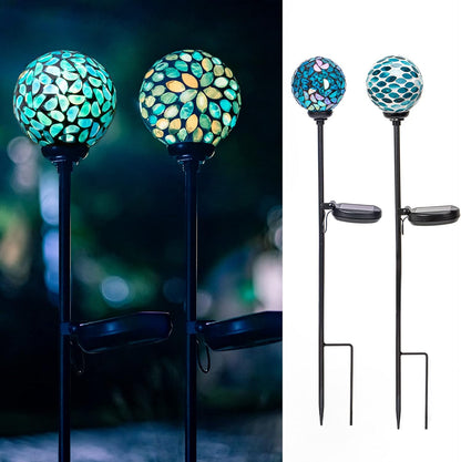 VCUTEKA Solar Lights Outdoor Decorative, Mosaic Solar Garden Light Waterpoof LED Pathway Stake