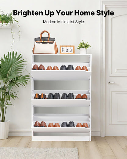 VEVOR Shoe Cabinet with 3 Flip Drawers, Modern Shoes Storage Cabinet with Anti-Tipping Device