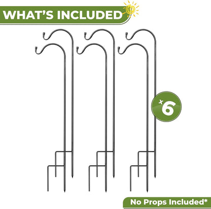 Sorbus Shepherds Hooks for Outdoor - Set of 6 Extendable Garden Planter Stakes for Bird Feeders