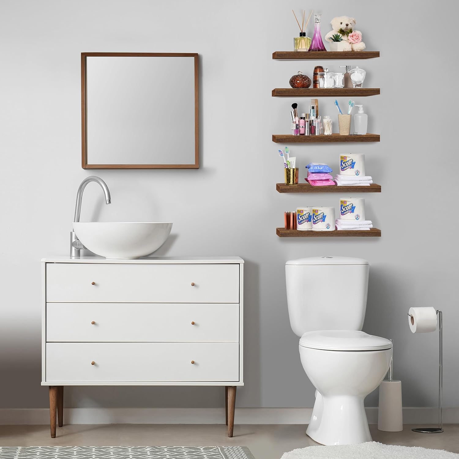Sorbus Floating Shelves for Wall, Bathroom Shelves Wall Mounted for Kitchen, Bedroom, Living Room