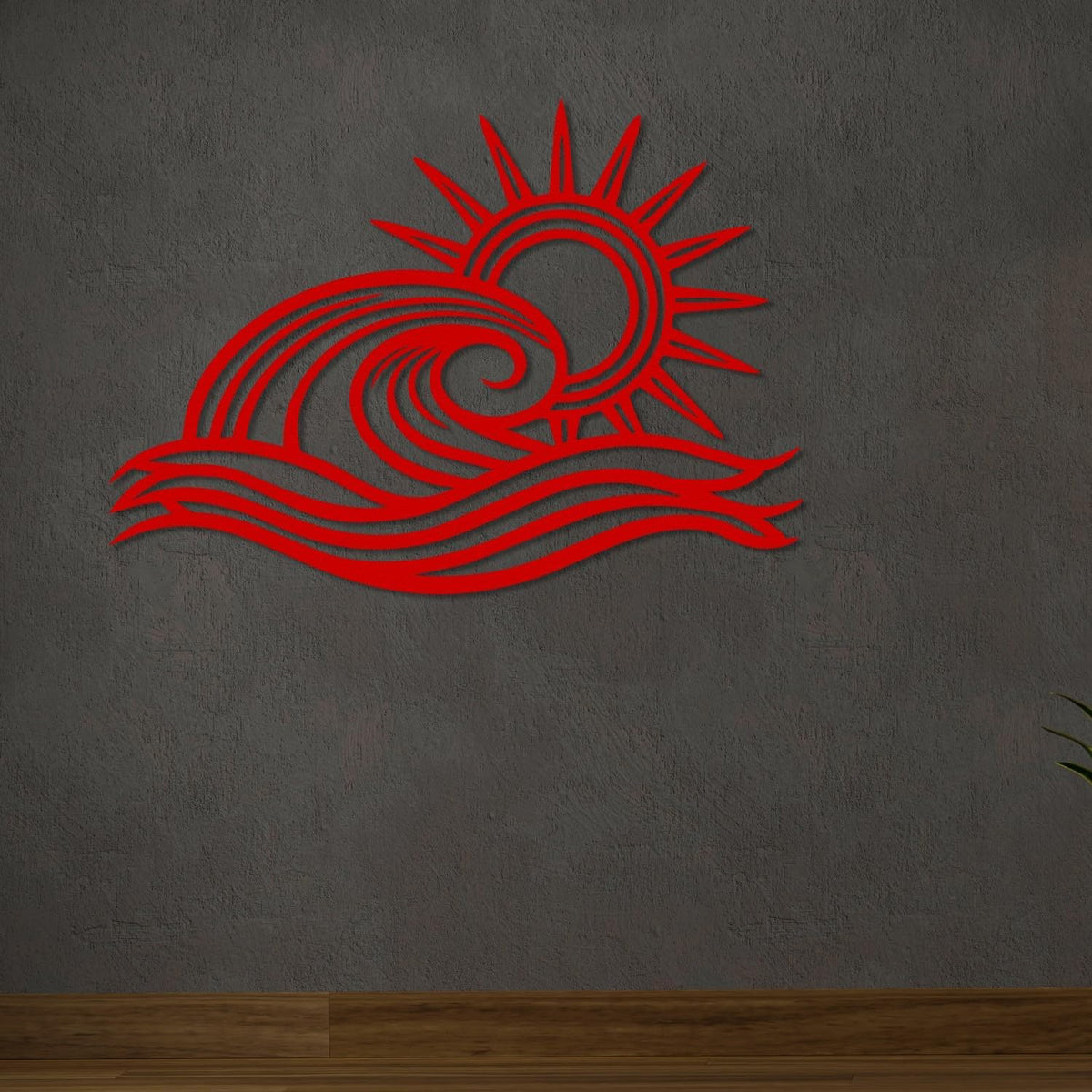 Wita Home Ocean Wave Metal Wall Art, Sun Beach Decor, Coastal Large Wall Sculpture for Home