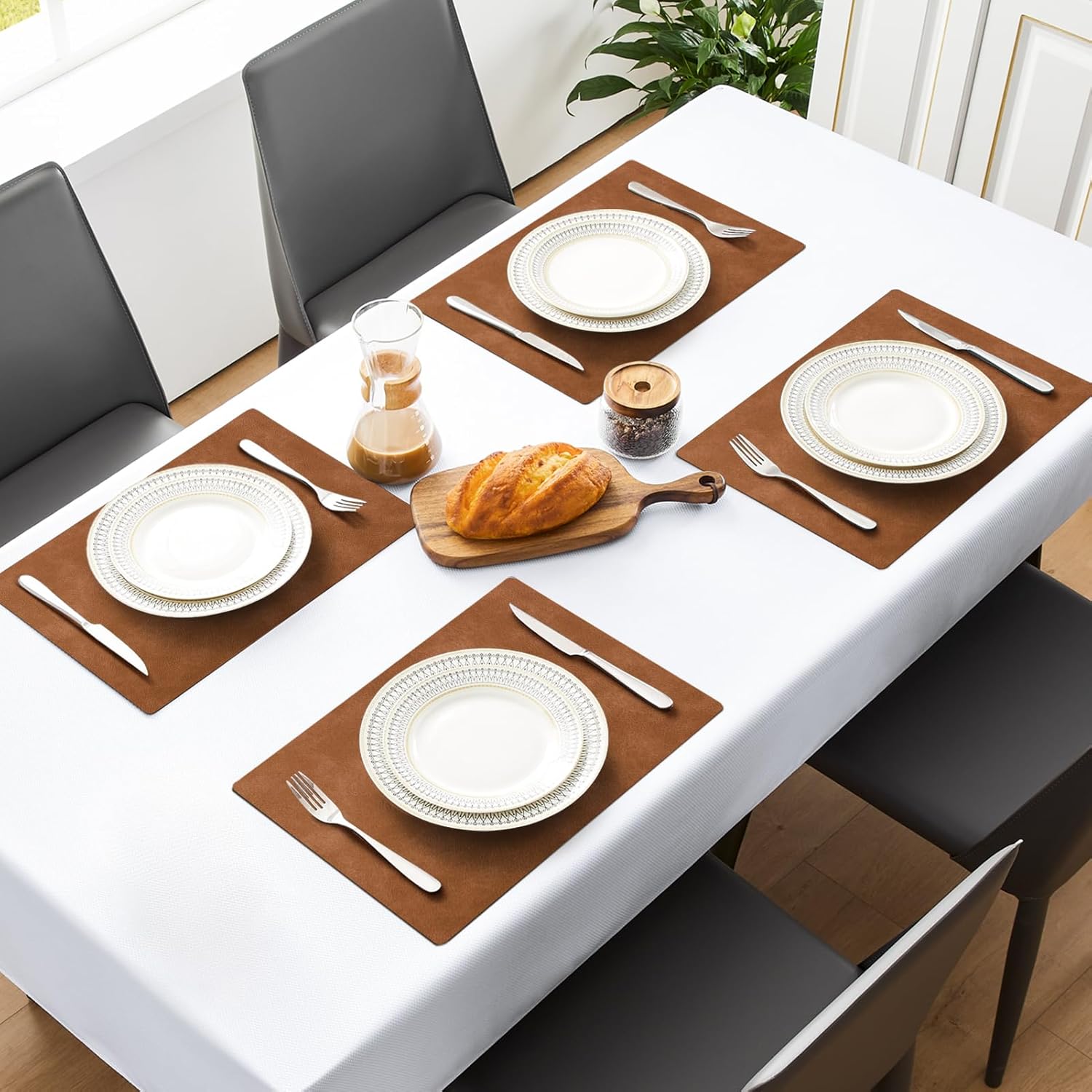MOSAYT Vinyl Placemats Set of 4-12 X 17 Inch - Fall Faux Leather 100% Waterproof Oil-Proof Wipeable