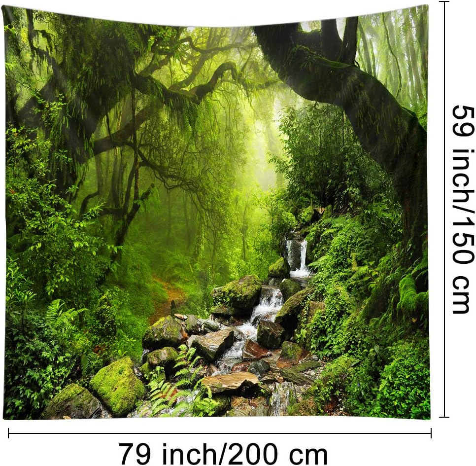 Llamazing Forest Landscape Home Decor - Living Room & Bedroom Magic Tapestry (Green Creek