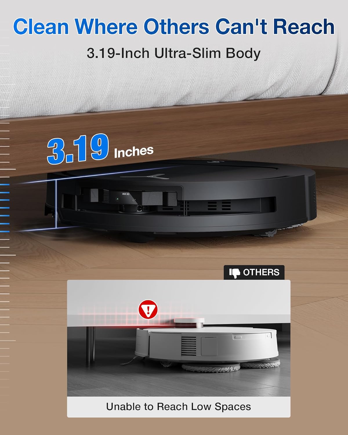 ECOVACS DEEBOT T50 Omni Robot Vacuum and Mop, 3.19” Ultra-Slim, 15,000Pa Suction, ZeroTangle 2.0