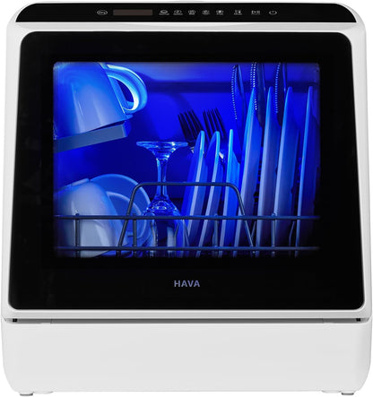 HAVA Countertop Dishwasher, 6 Programs Portable Dishwashers with 5L Built-in Water Tank, No Hookup