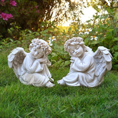 Angel Statue Garden Decor for Outside Solar Outdoor Decorations Patio Cherub Christmas Yard Porch