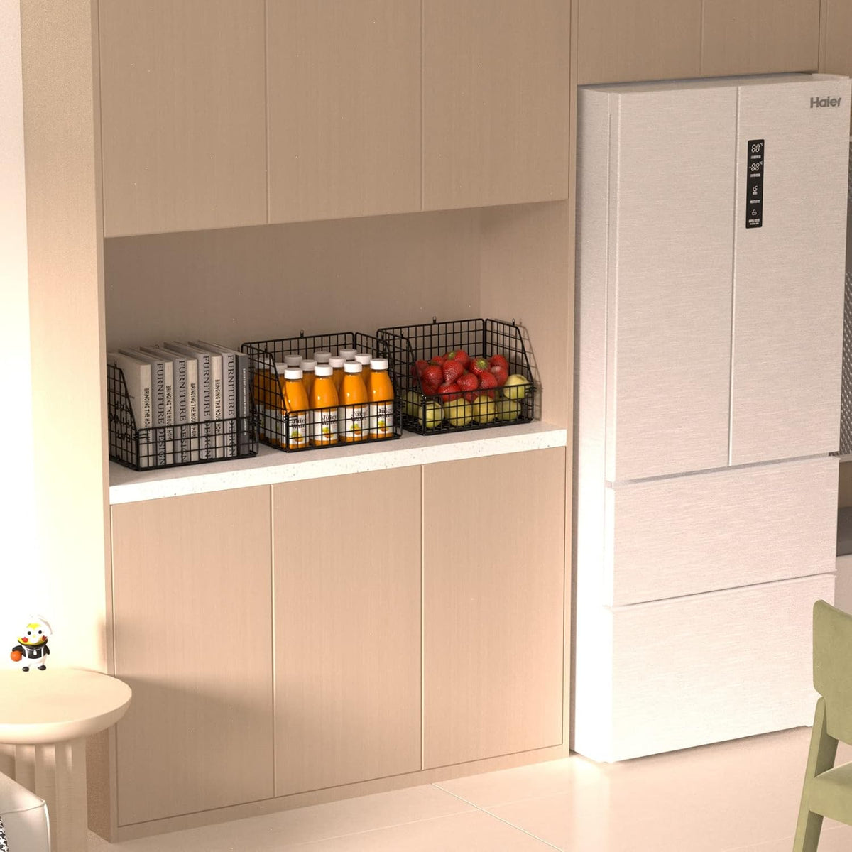 Stackable Wire Storage Baskets for Kitchen Closet Pantry, Hanging Closet Organizers Storage Shelves