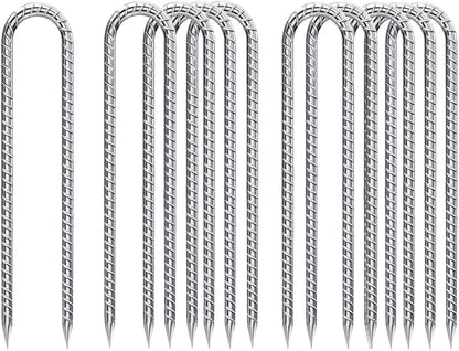 U-Hook-Rebar-Stakes-12 Inch, Ground Stakes Heavy Duty Rebar Stakes for Camping 8pcs Rebar Stakes