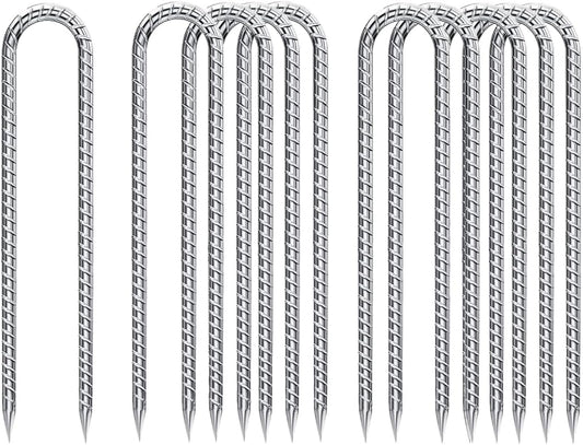 U-Hook-Rebar-Stakes-12 Inch, Ground Stakes Heavy Duty Rebar Stakes for Camping 8pcs Rebar Stakes