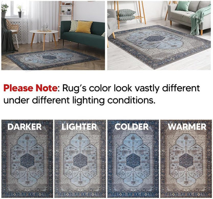 Keen Home Design 8x10 Rug - Machine Washable Area Rug with Non-Slip Backing, Ideal for Living Room