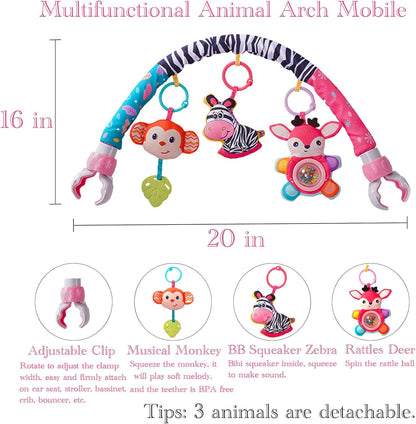 Crib Mobile for Girls, Baby Arch Mobile for Bassinet with Universal Clamps, Versatile Toy Bar for