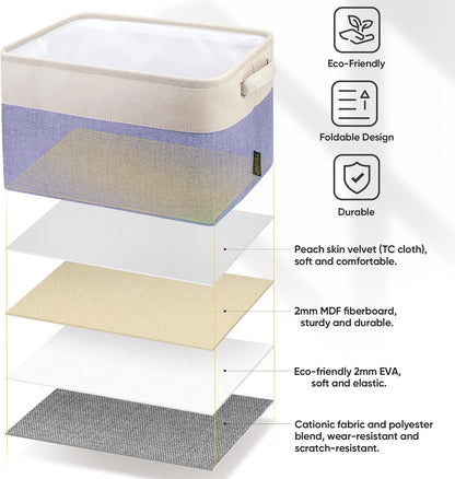 BALEINE 1 Pack Fabric Storage Bins for Shelves, Linen Storage Baskets for Organizing, Decorative