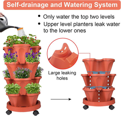 Vertical Planter 4 Tier Stackable Planters Garden Planters Strawberry Herb Flower and Vegetable