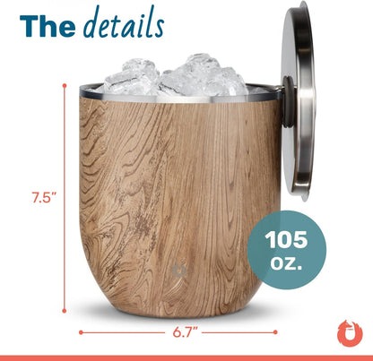 SNOWFOX Plus, Premium Vacuum Insulated Stainless Steel Ice Bucket with Lid/Scoop,Home Bar