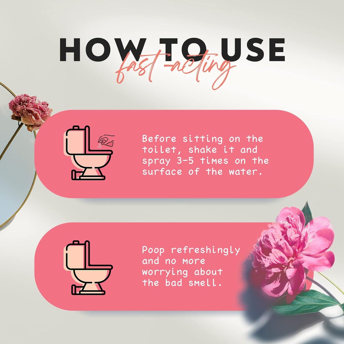Clean-n-Fresh Toilet Spray, Wild Peony Scent, Bathroom Odor Eliminator & Air Freshener For Room