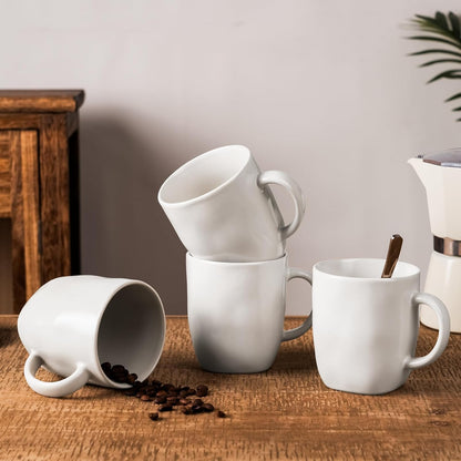 famiware Coffee Mugs Set of 4, Ocean Square 13oz Coffee Cup Set with Handle for Cocoa, Milk, Hot