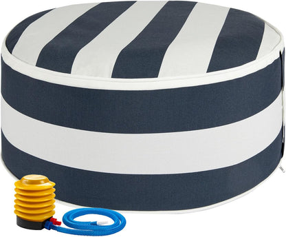 FUNHOME Inflatable Outdoor Ottoman with Air Pump,20"x9" Portable Patio Pouf,Water