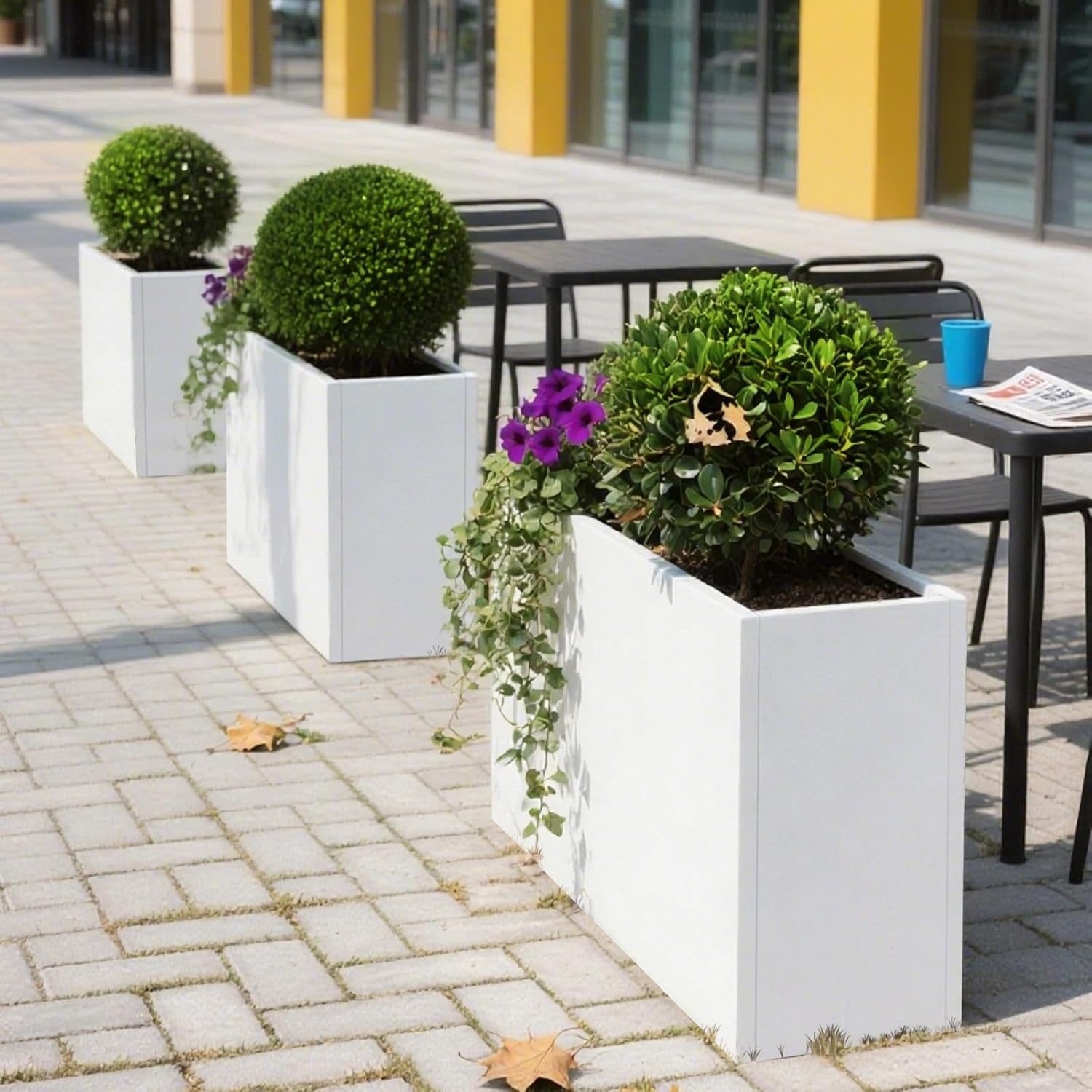 Galvanized Steel Metallic Heavy Planter for Outdoor Plants Metal Outdoor Planter Spliced Flower Box