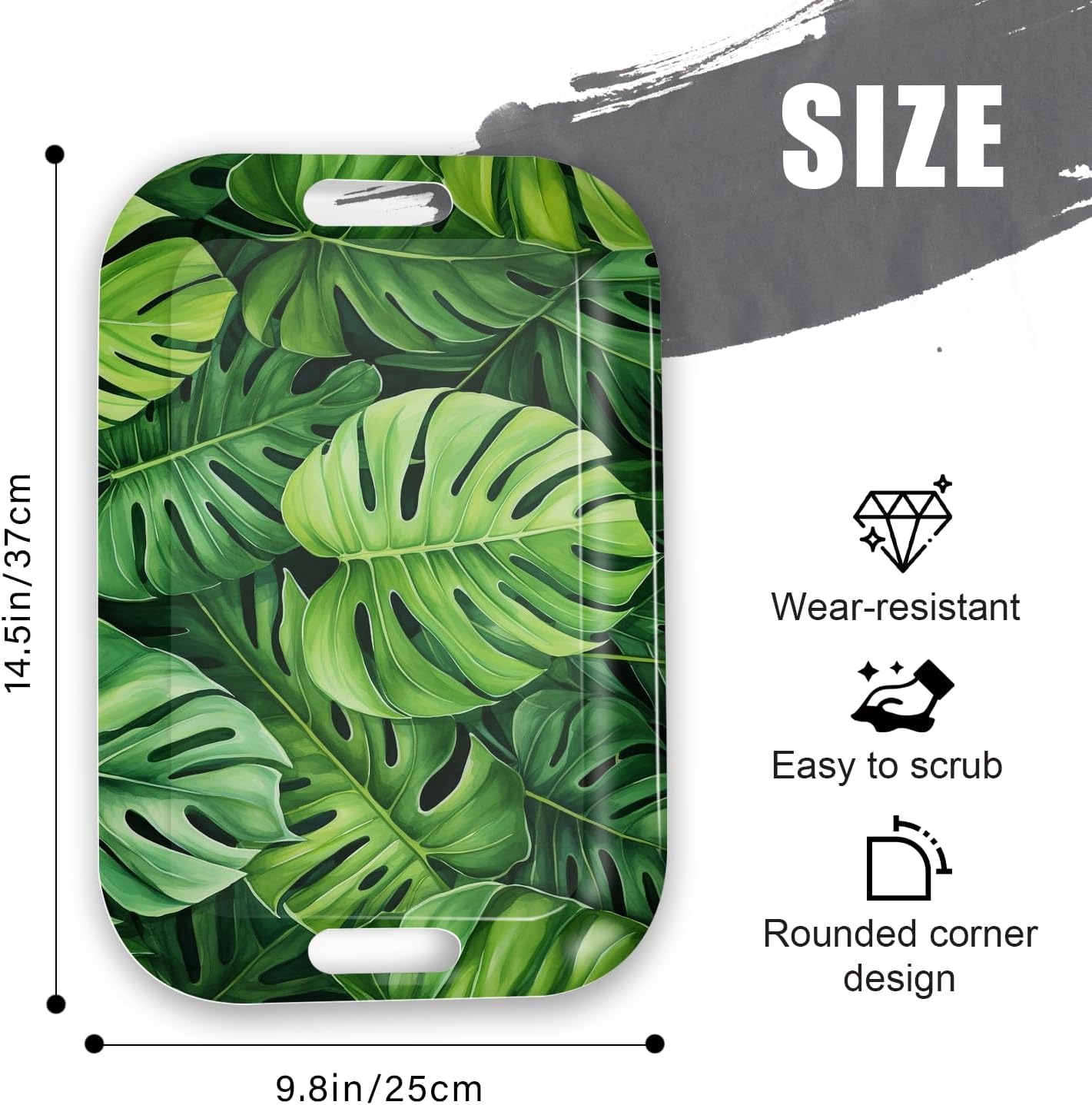 Serving Trays with Handles, 14.5 x 9.8 inch Rectangular Plastic Tray for Restaurant, Kitchen