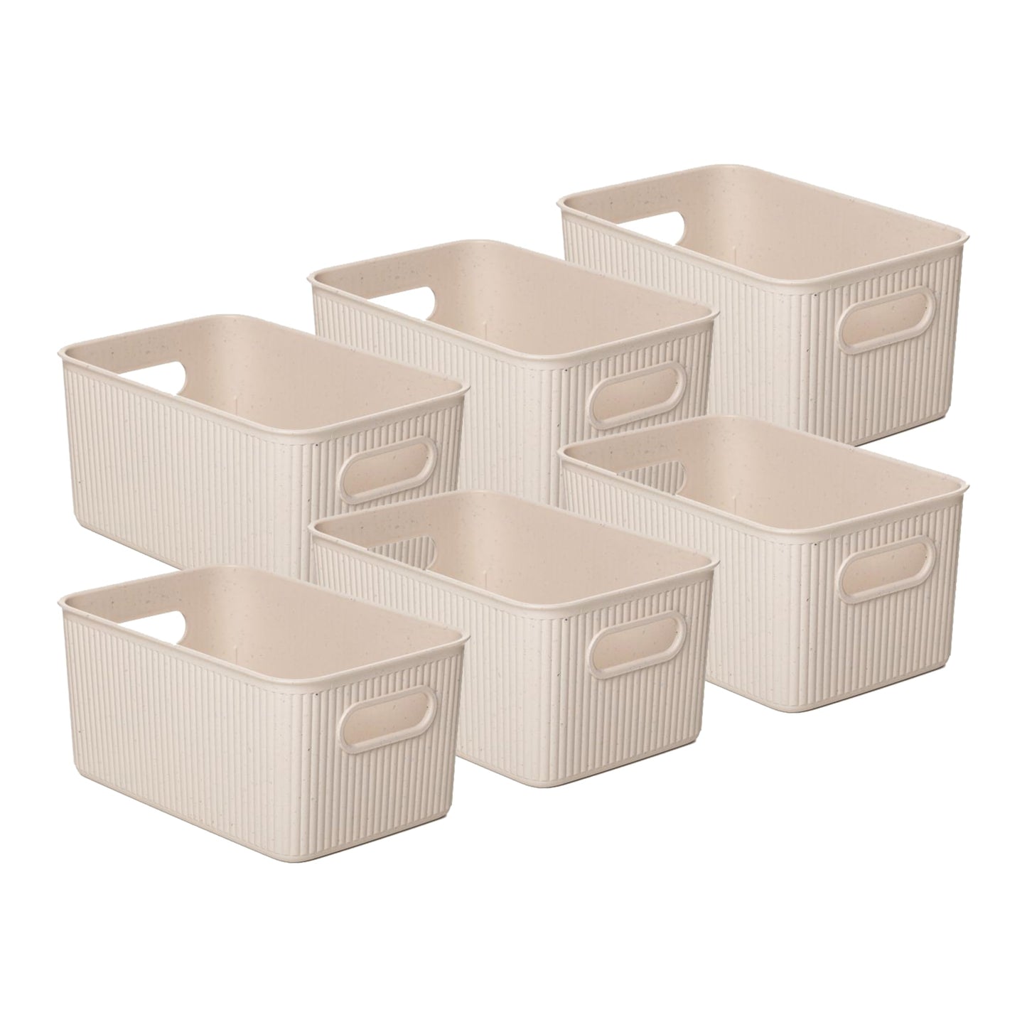 Superio Ribbed Collection - Decorative Plastic Basket Open Home Storage Bins Organizer, Eco