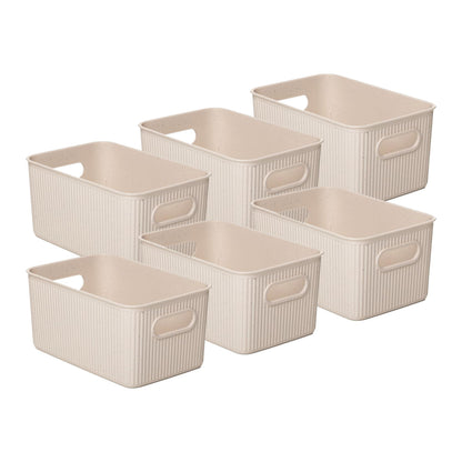 Superio Ribbed Collection - Decorative Plastic Basket Open Home Storage Bins Organizer, Eco