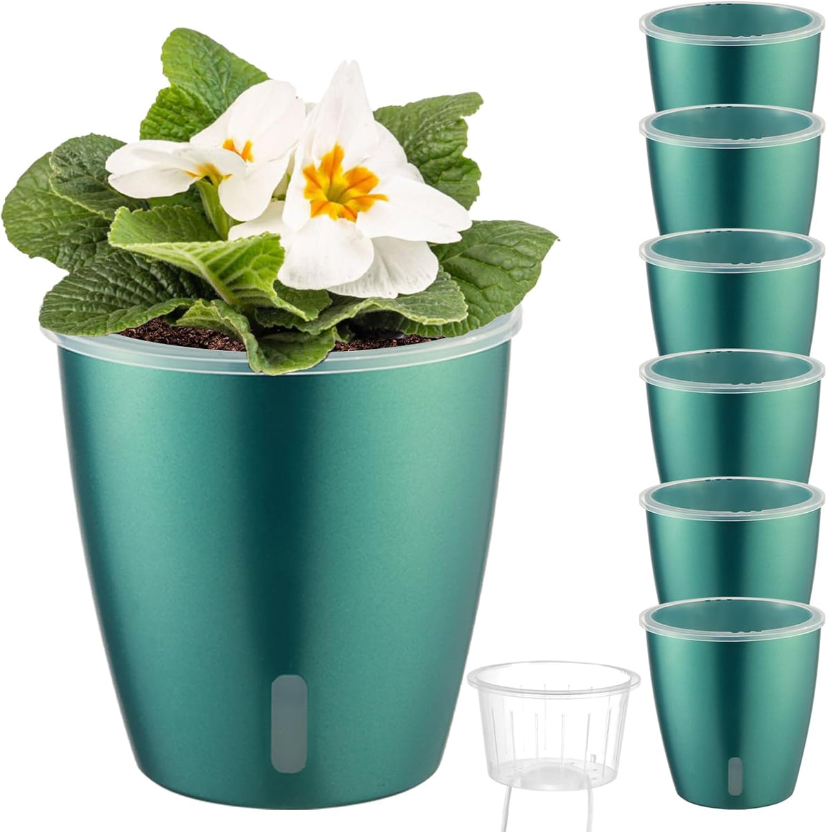 Self Watering Pots for Indoor Plants, 6-Pack 5'' Self Watering Planter with Drainage Holes, Small