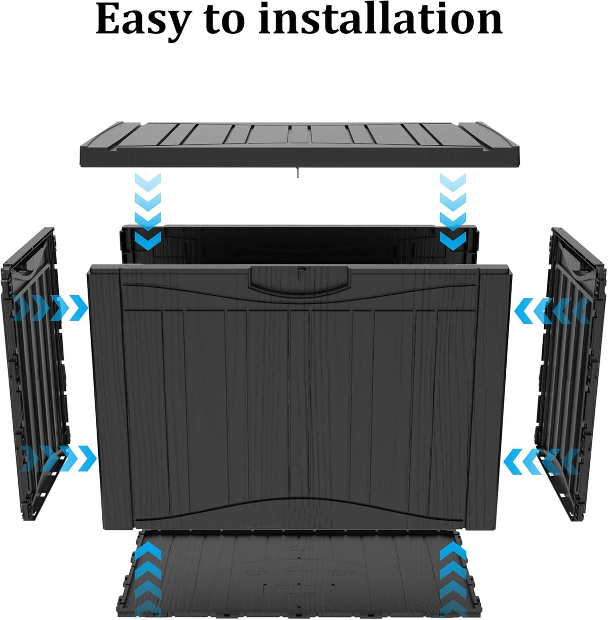 45 Gallon Outdoor Storage Box Waterproof Lockable Resin Deck Box Large, Patio Storage Bin for Pool