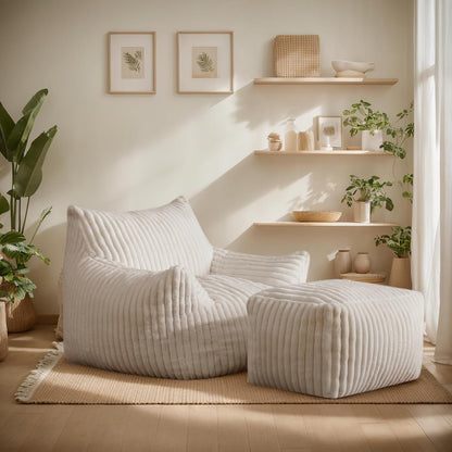 Giant Bean Bag Chairs for Adults, Oversized Chaise Lounge Chair Indoor with Memory Foam - Plush