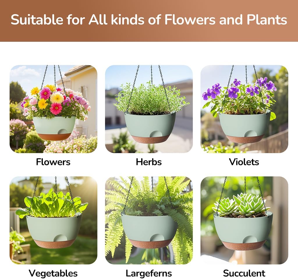 12 Inch Hanging Baskets for Plants Outdoor, Hanging Planters for Indoor Outdoor Plants, Hanging