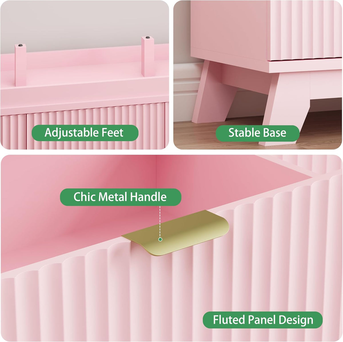 Fluted Dresser for Bedroom with 9 Drawers, 57" Wide Modern Chest of Drawers with Metal Handle