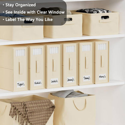 SheetCube Bed Sheet Organizers and Storage 6 Pack, Foldable Linen Closet Organizer with Window and
